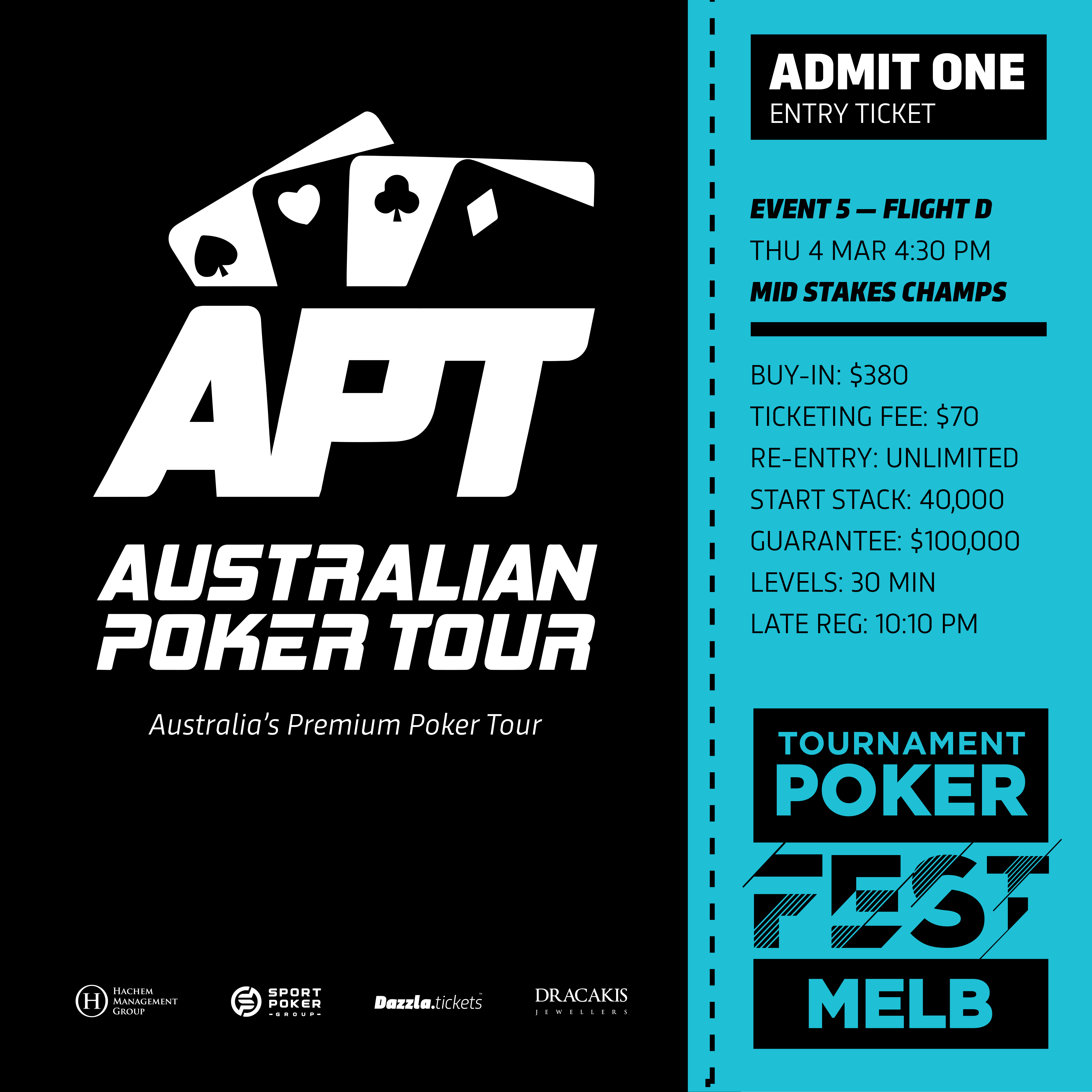 Melbourne - APT Tournament Poker Fest - Entry Tickets