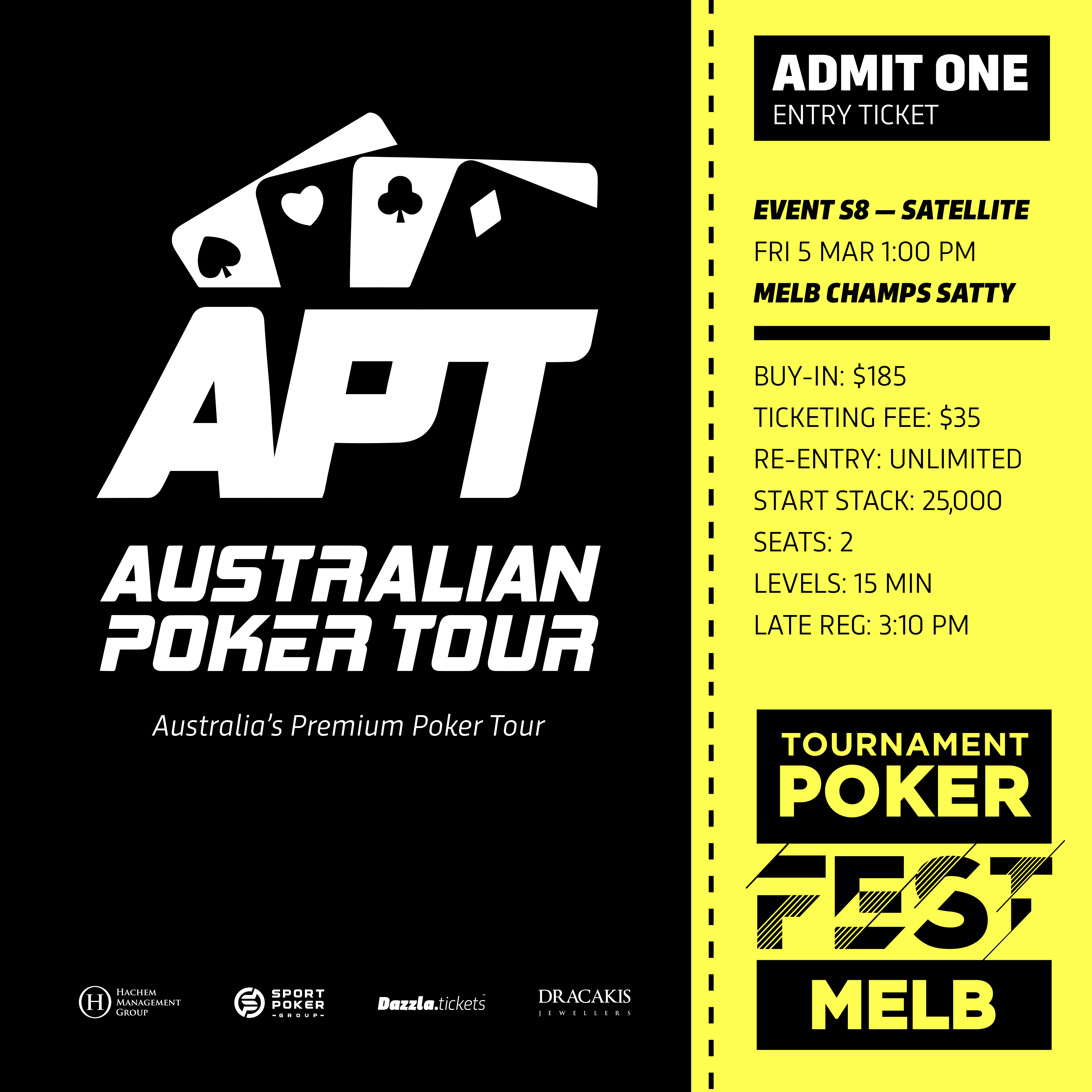Melbourne - APT Tournament Poker Fest - Entry Tickets
