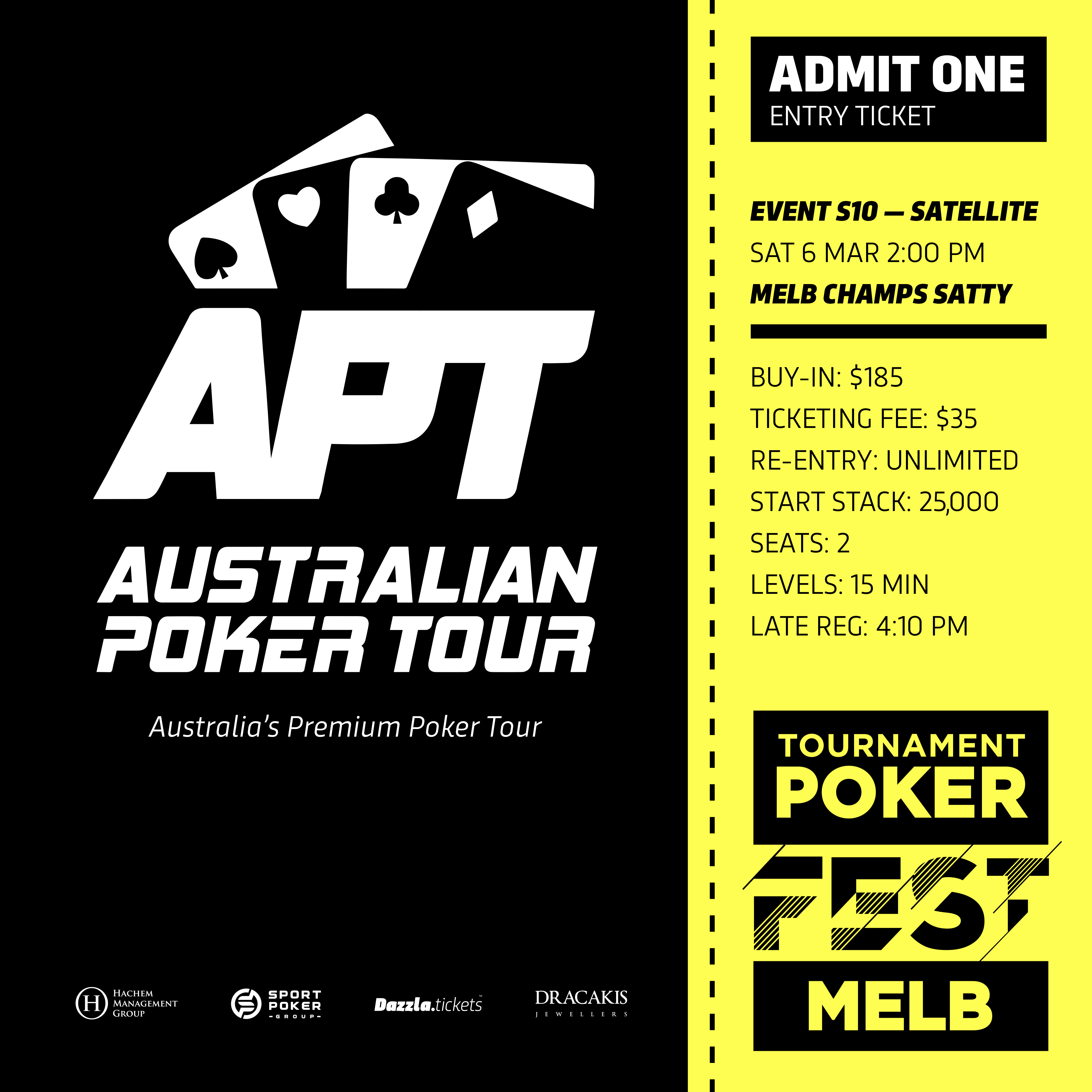 Melbourne - APT Tournament Poker Fest - Entry Tickets
