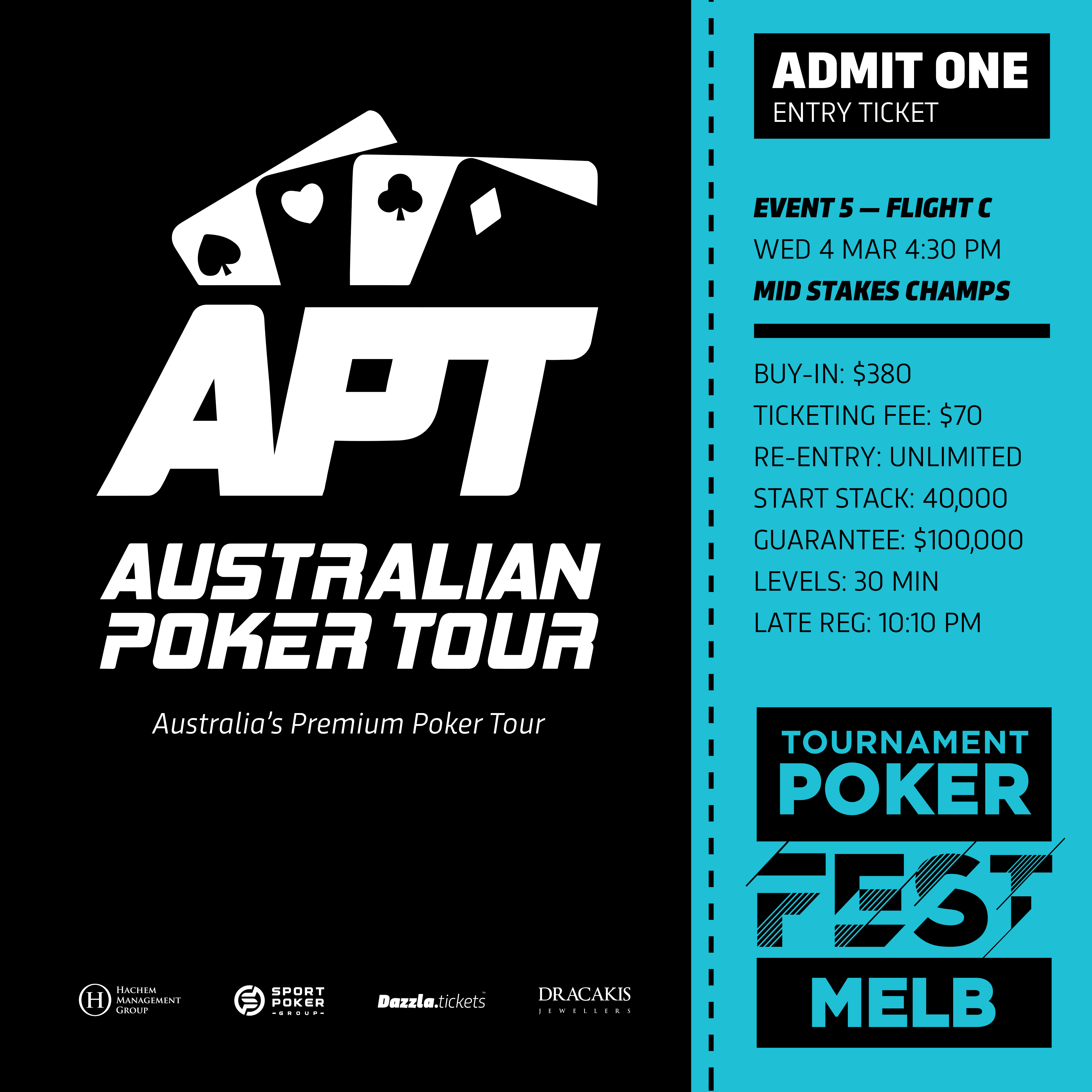 Melbourne - APT Tournament Poker Fest - Entry Tickets