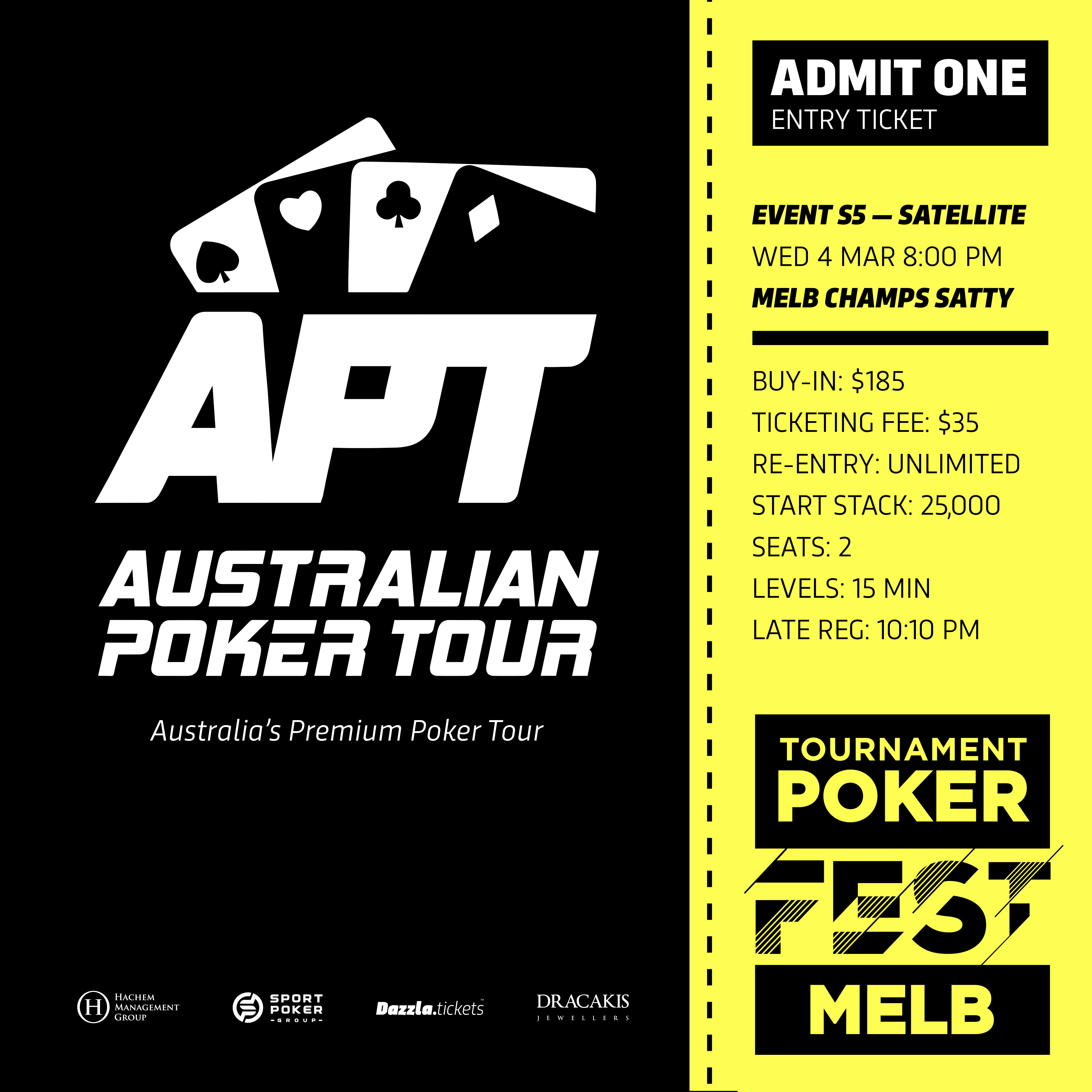Melbourne - APT Tournament Poker Fest - Entry Tickets