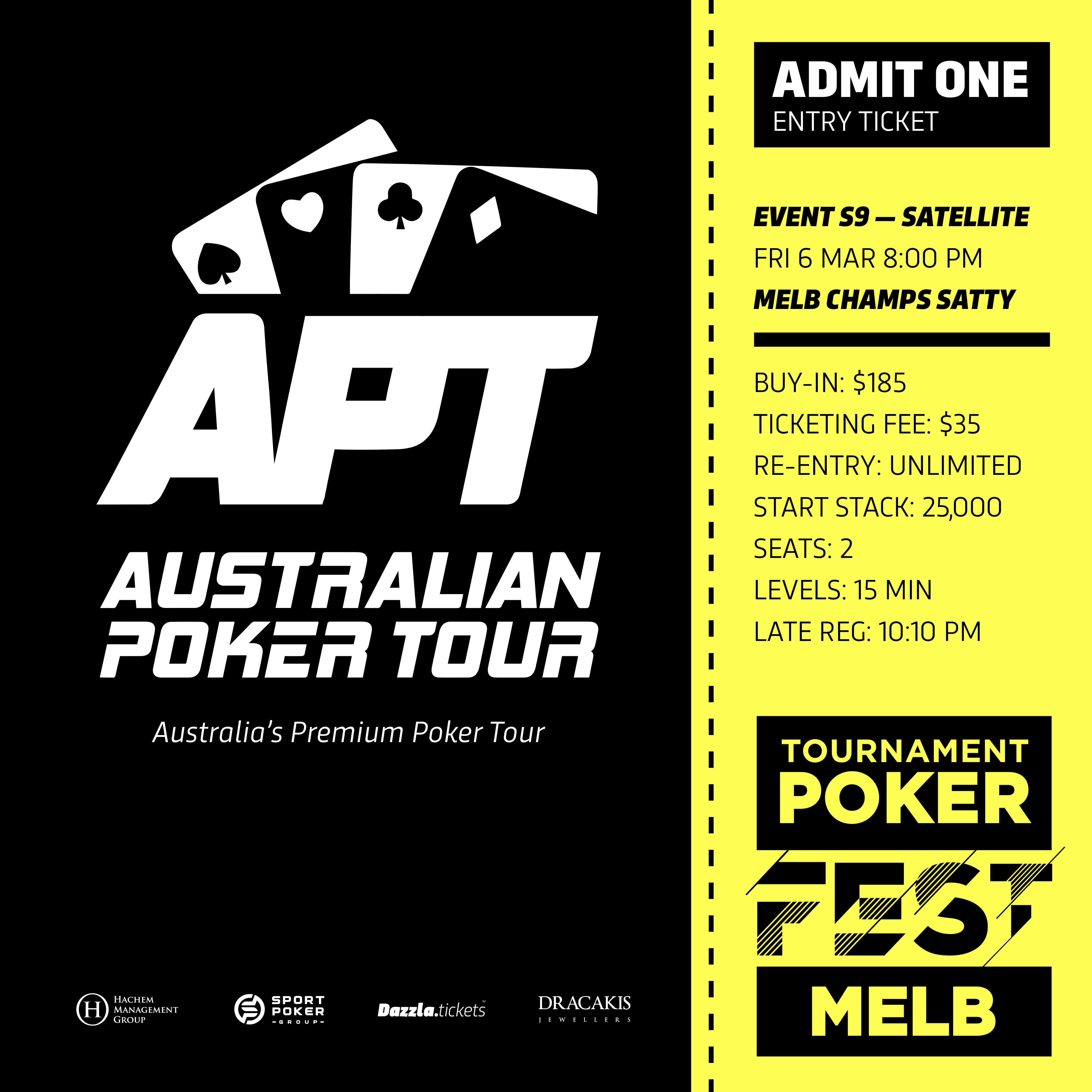 Melbourne - APT Tournament Poker Fest - Entry Tickets