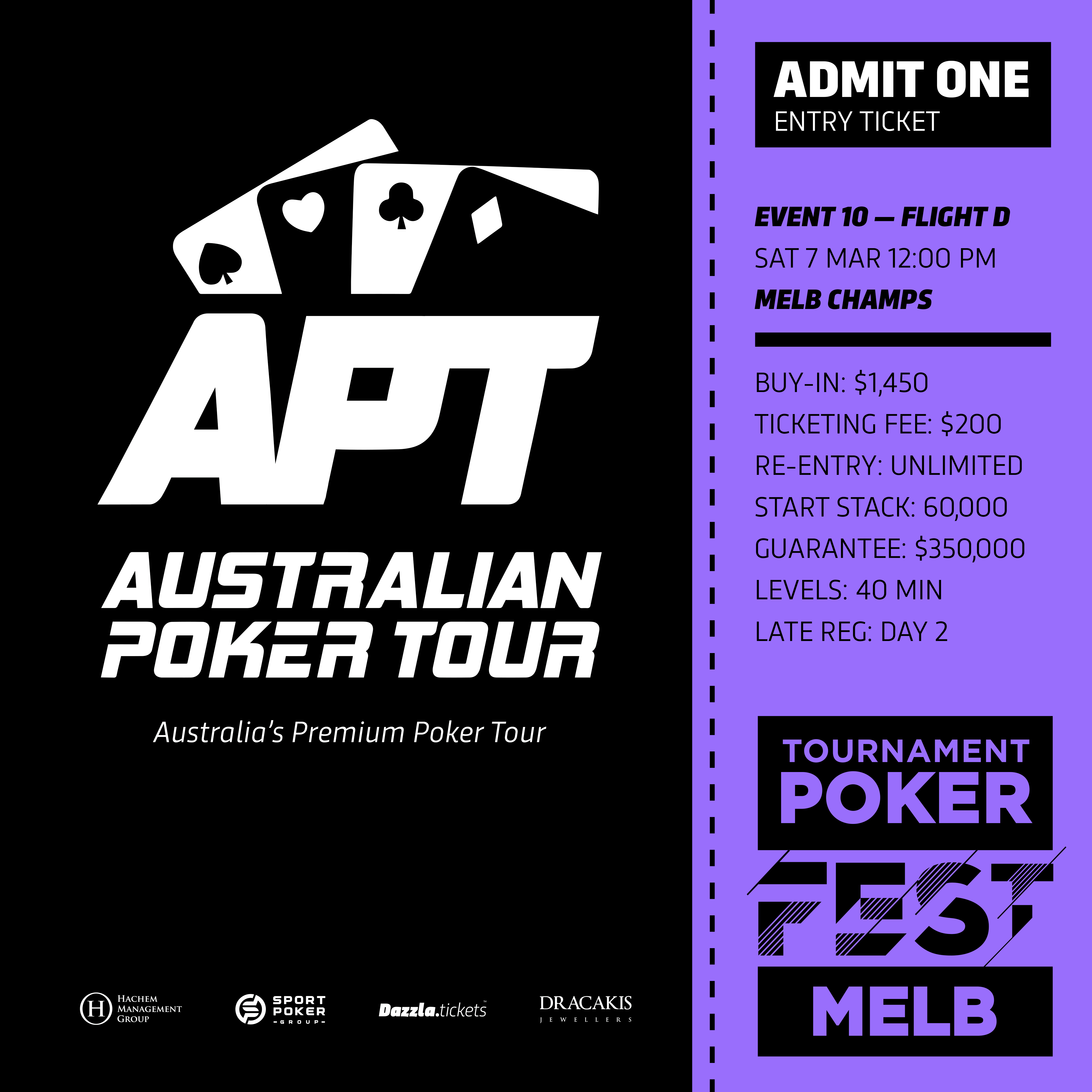 Melbourne - APT Tournament Poker Fest - Entry Tickets