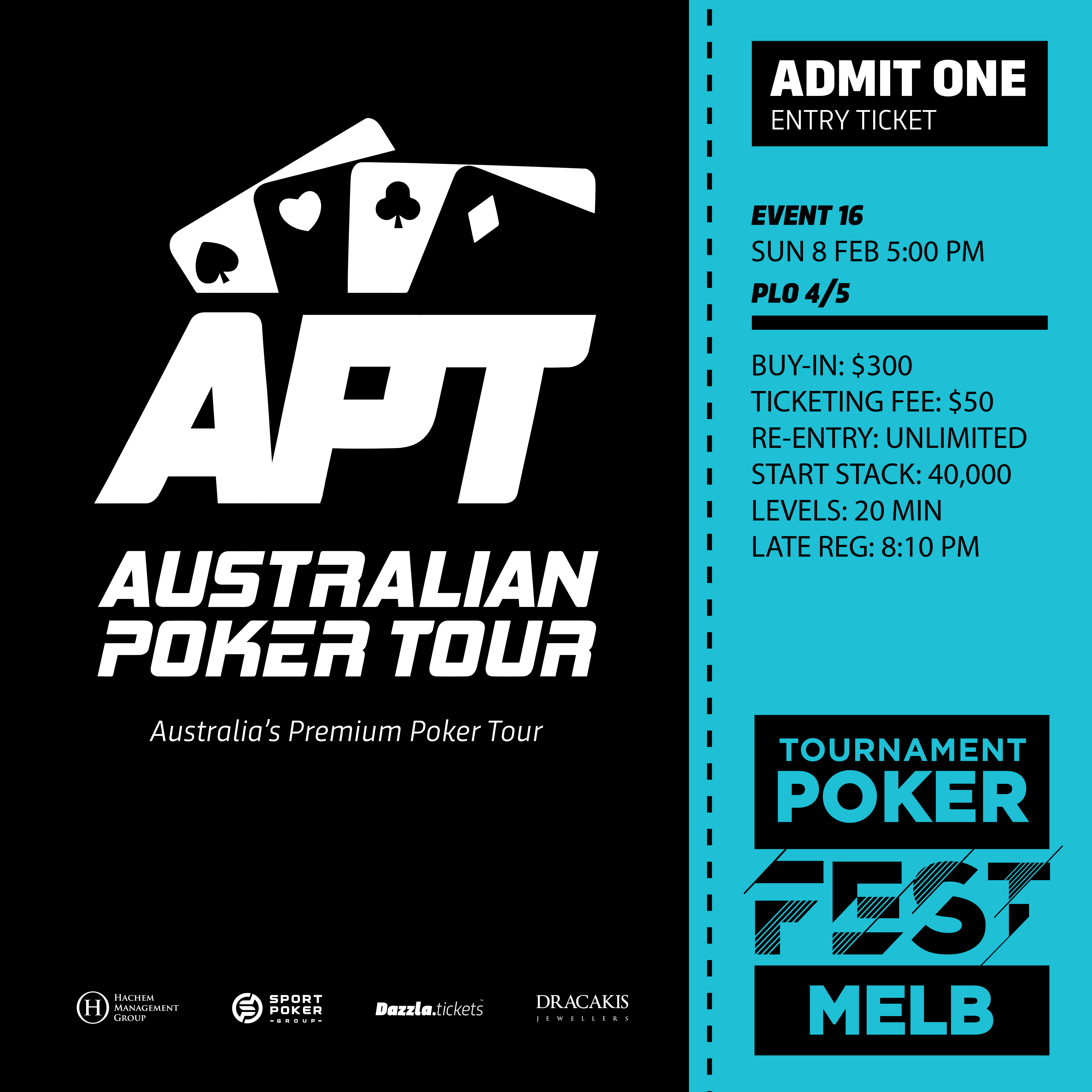 Melbourne - APT Tournament Poker Fest - Entry Tickets