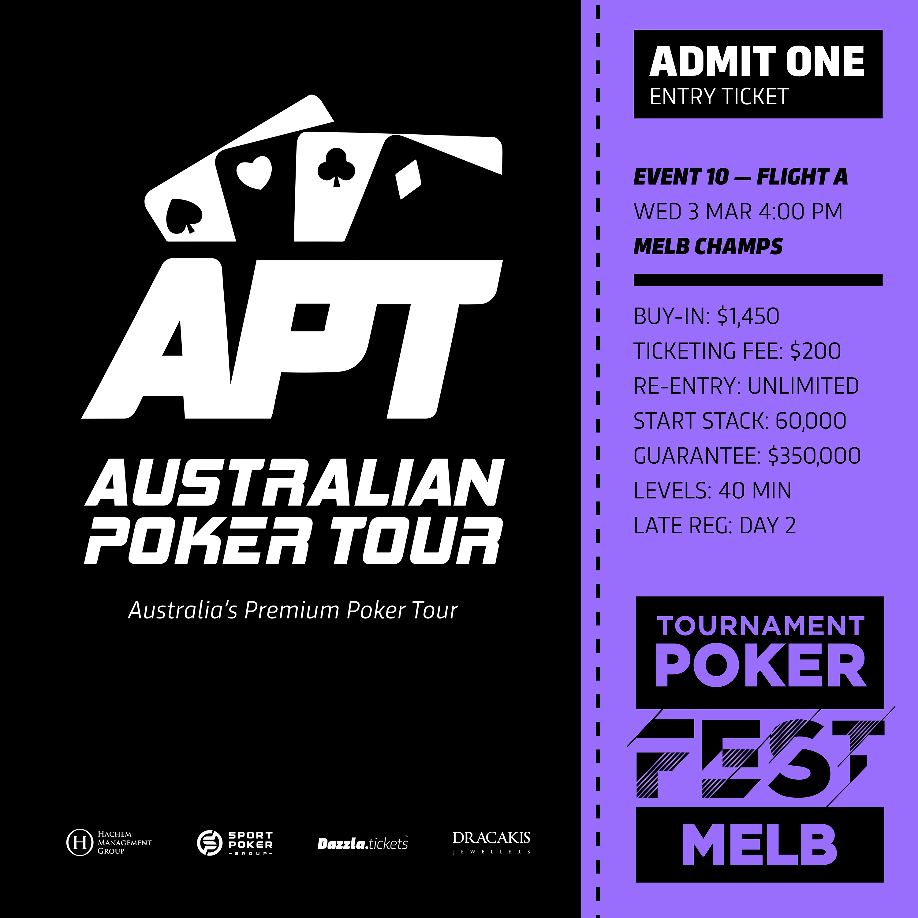 Melbourne - APT Tournament Poker Fest - Entry Tickets