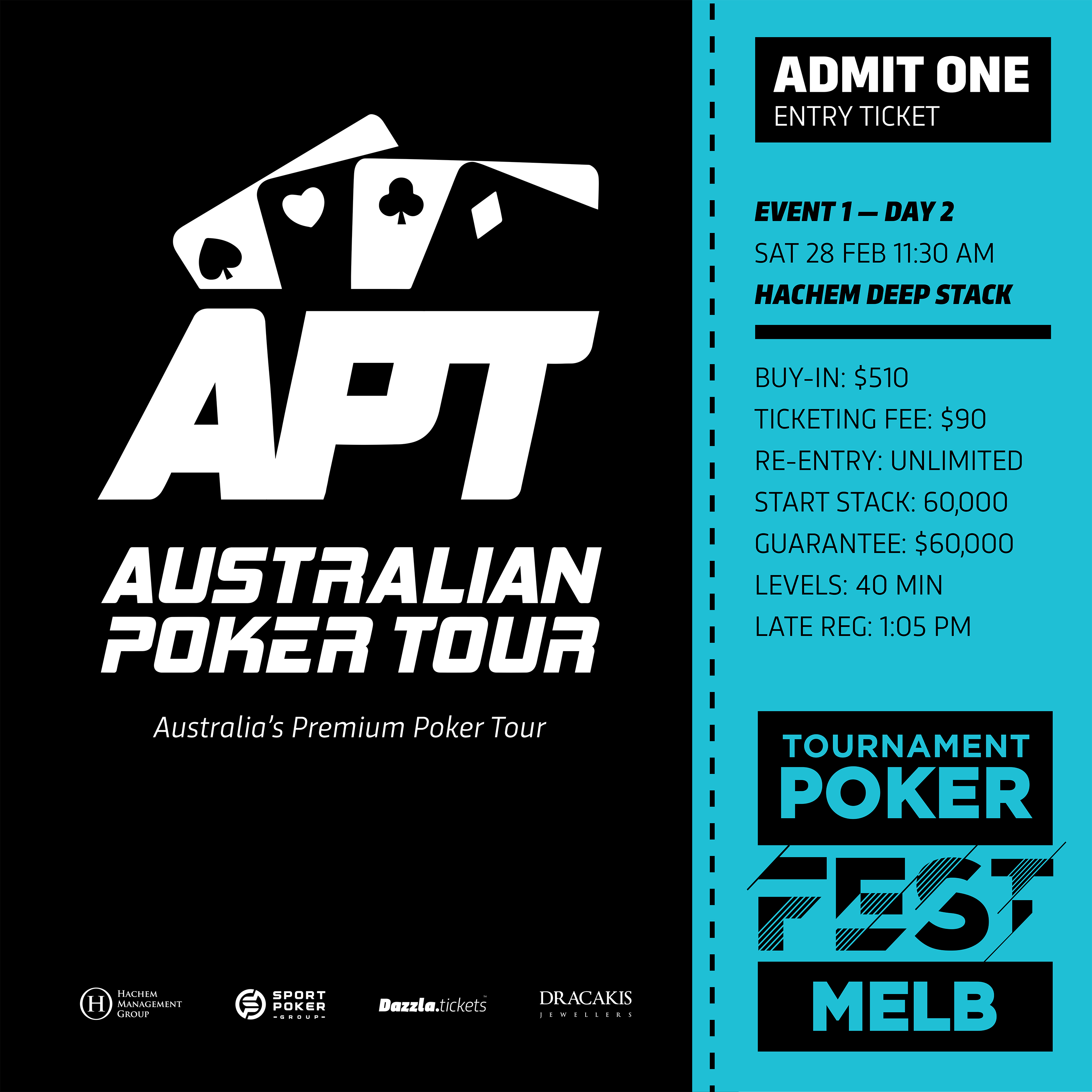 Melbourne - APT Tournament Poker Fest - Entry Tickets