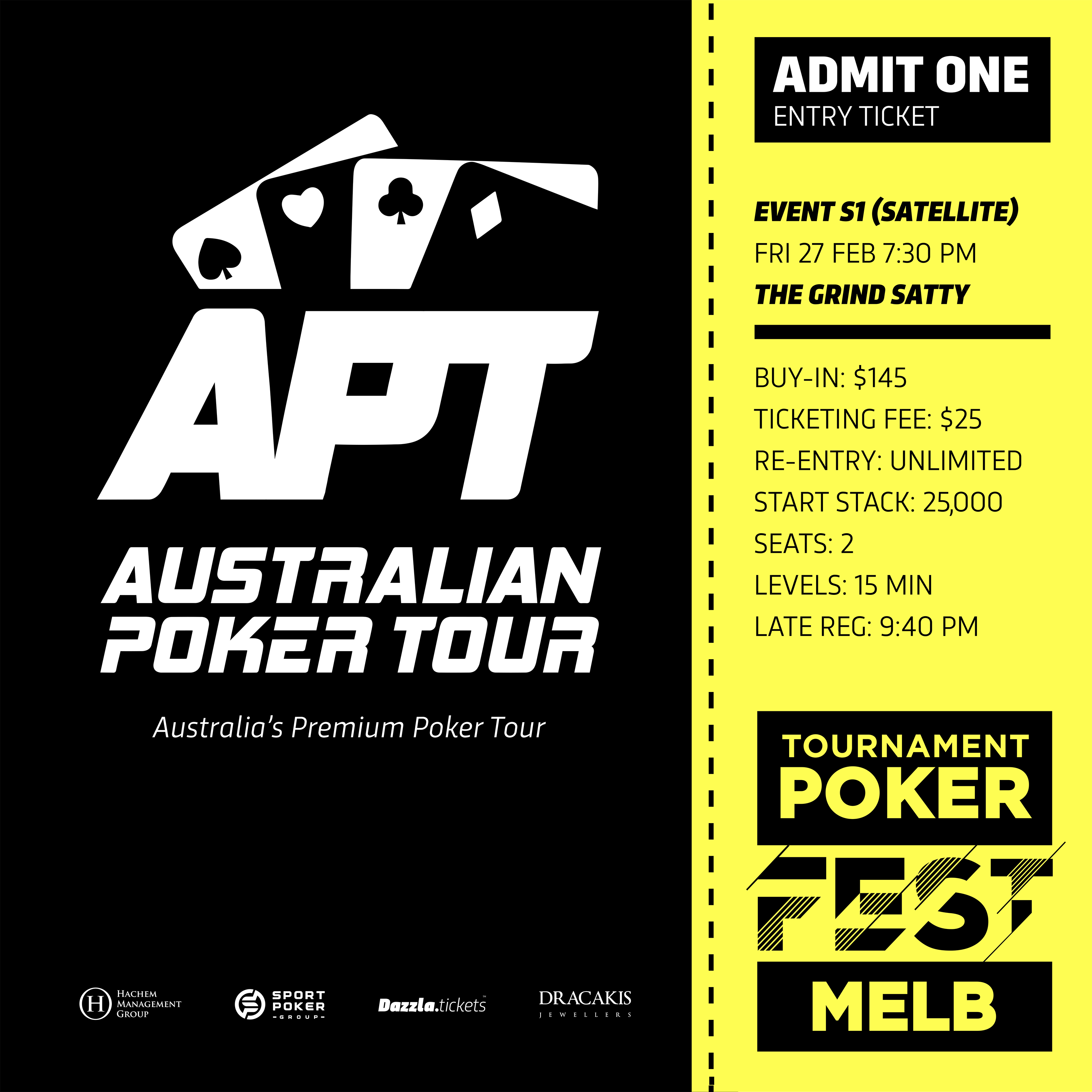 Melbourne - APT Tournament Poker Fest - Entry Tickets