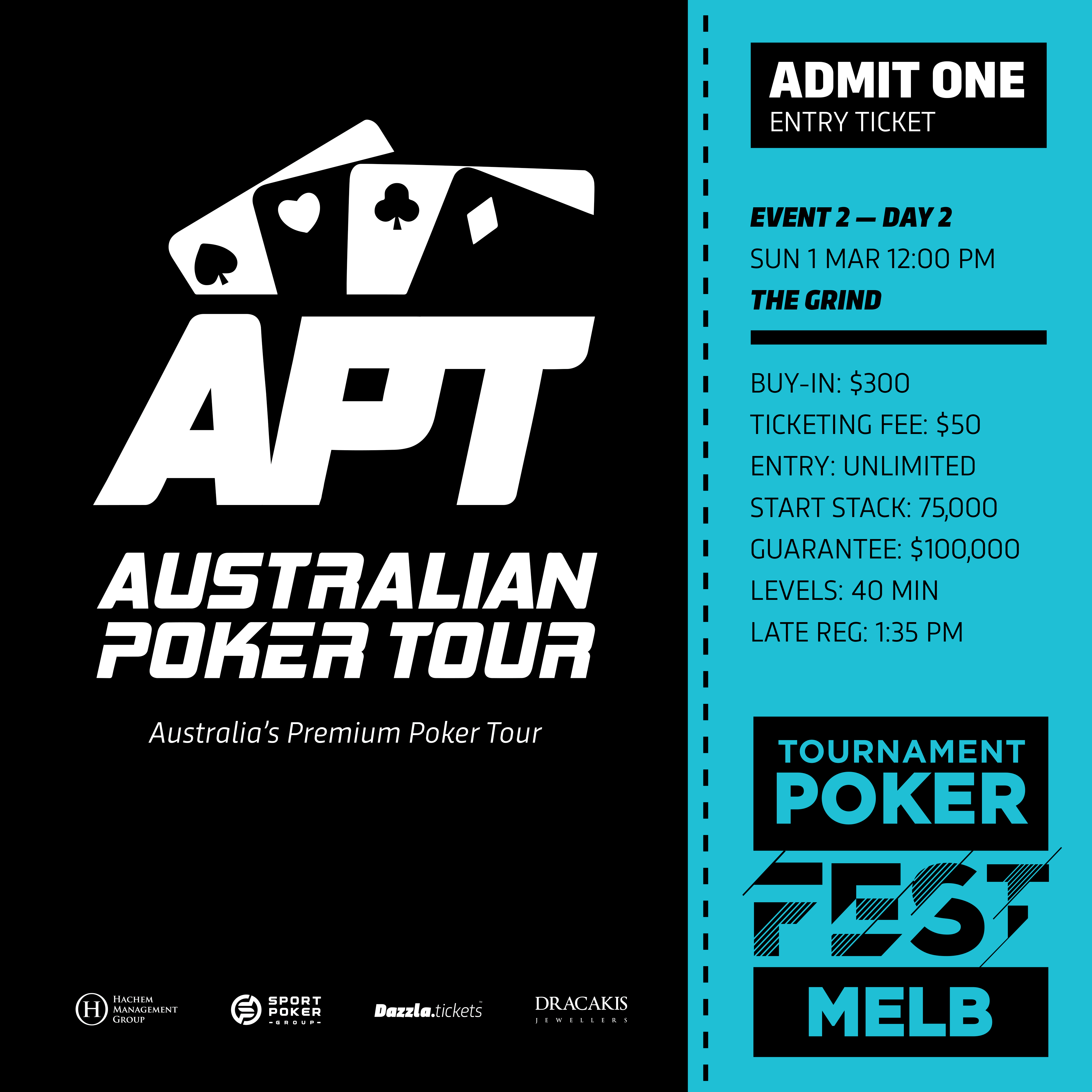 Melbourne - APT Tournament Poker Fest - Entry Tickets