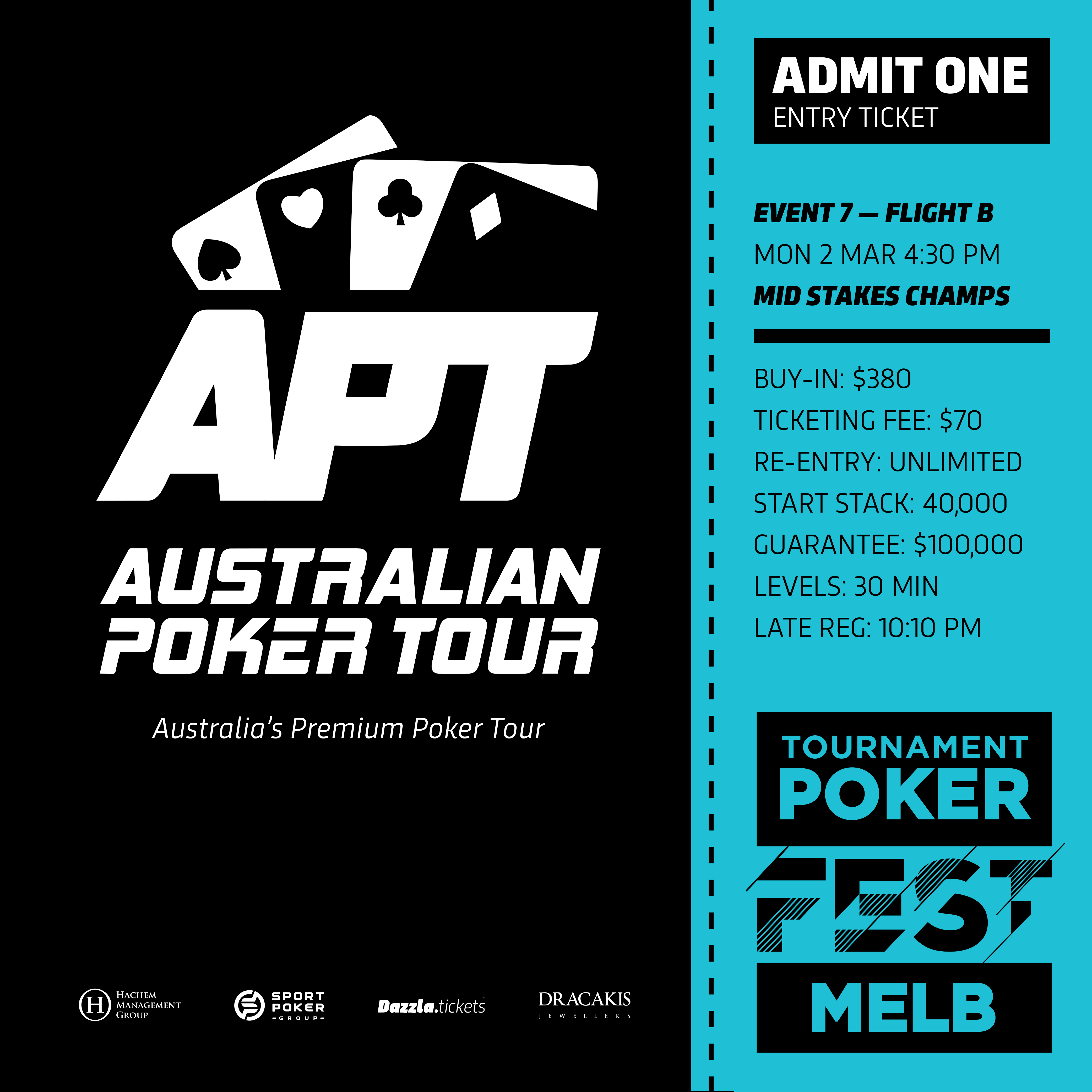 Melbourne - APT Tournament Poker Fest - Entry Tickets