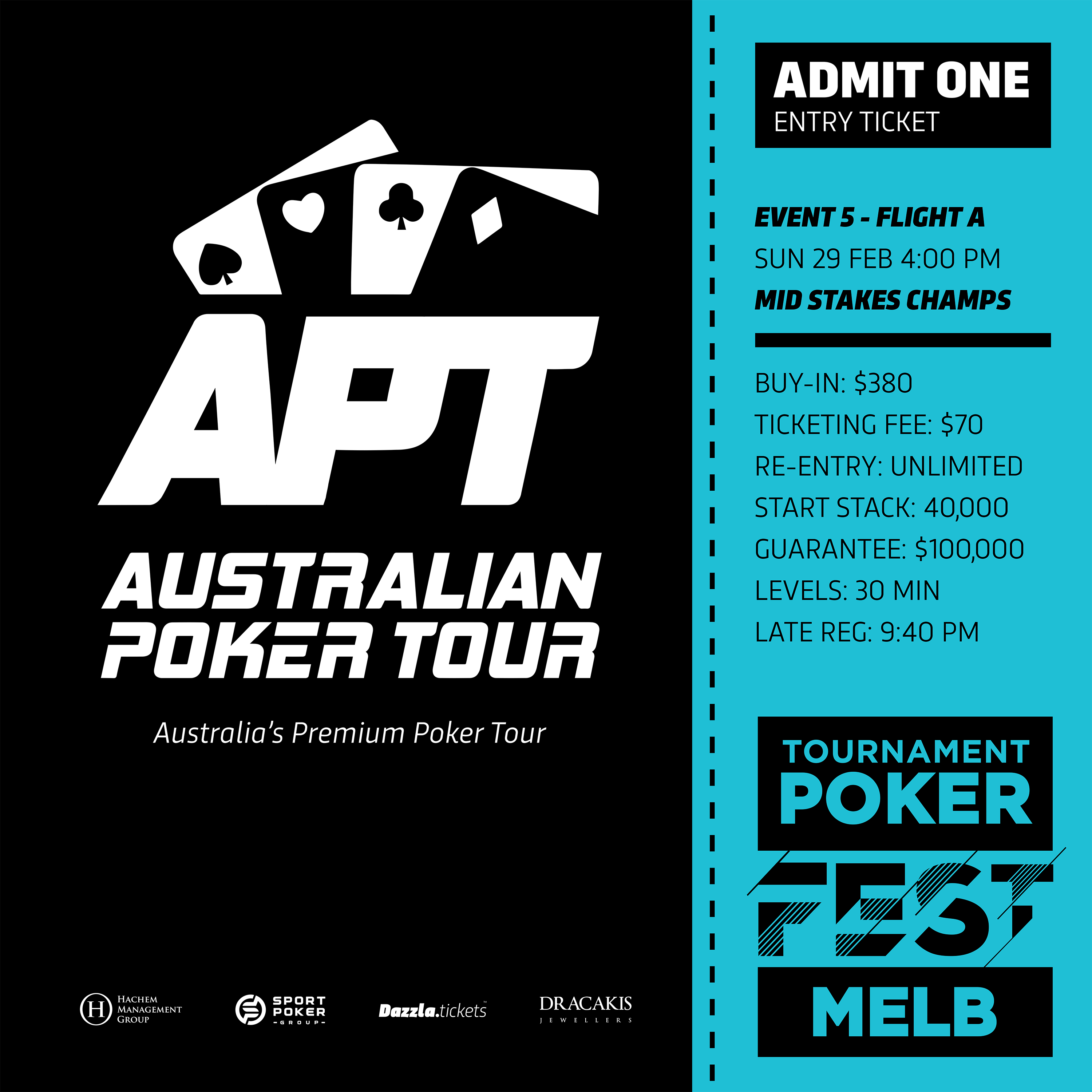 Melbourne - APT Tournament Poker Fest - Entry Tickets