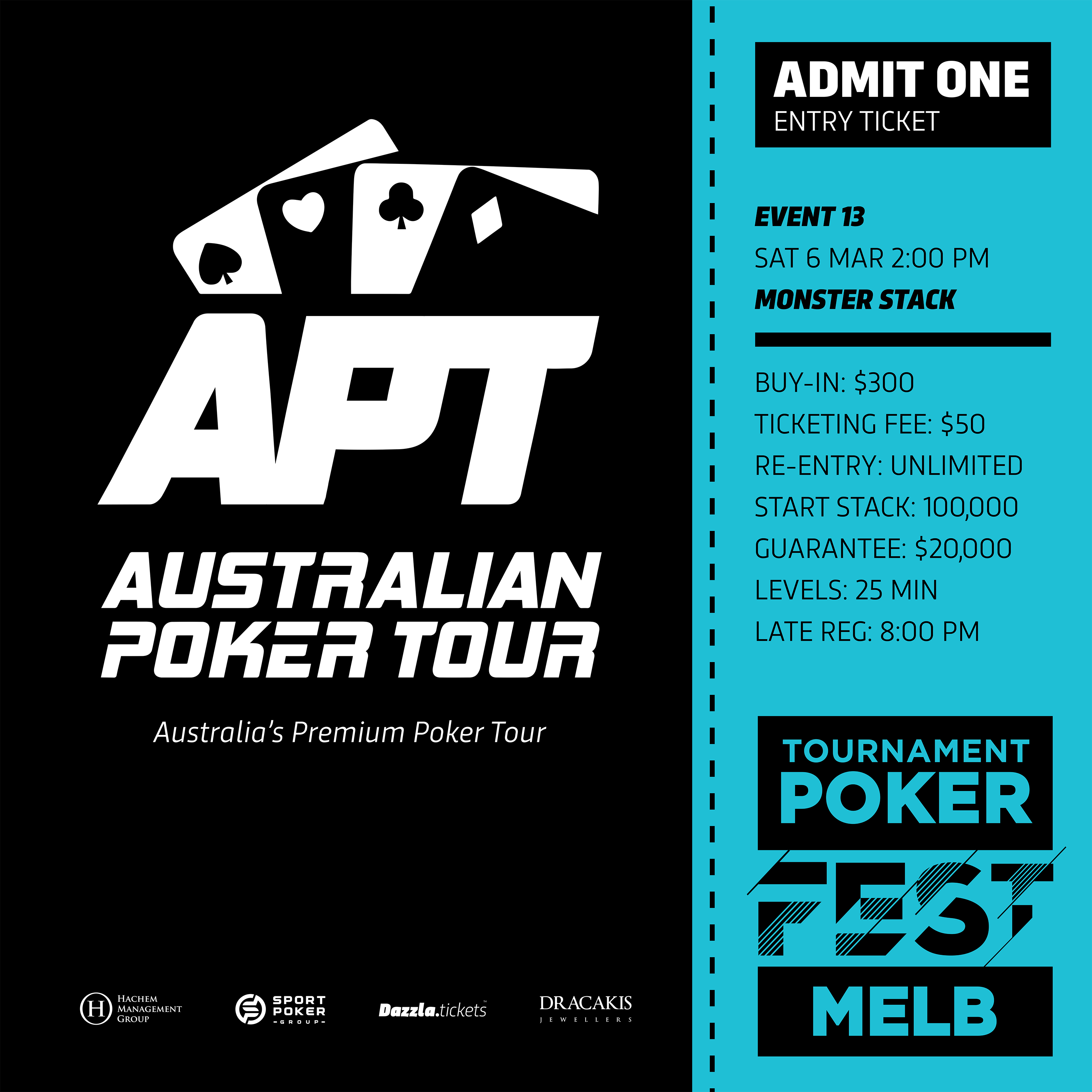 Melbourne - APT Tournament Poker Fest - Entry Tickets