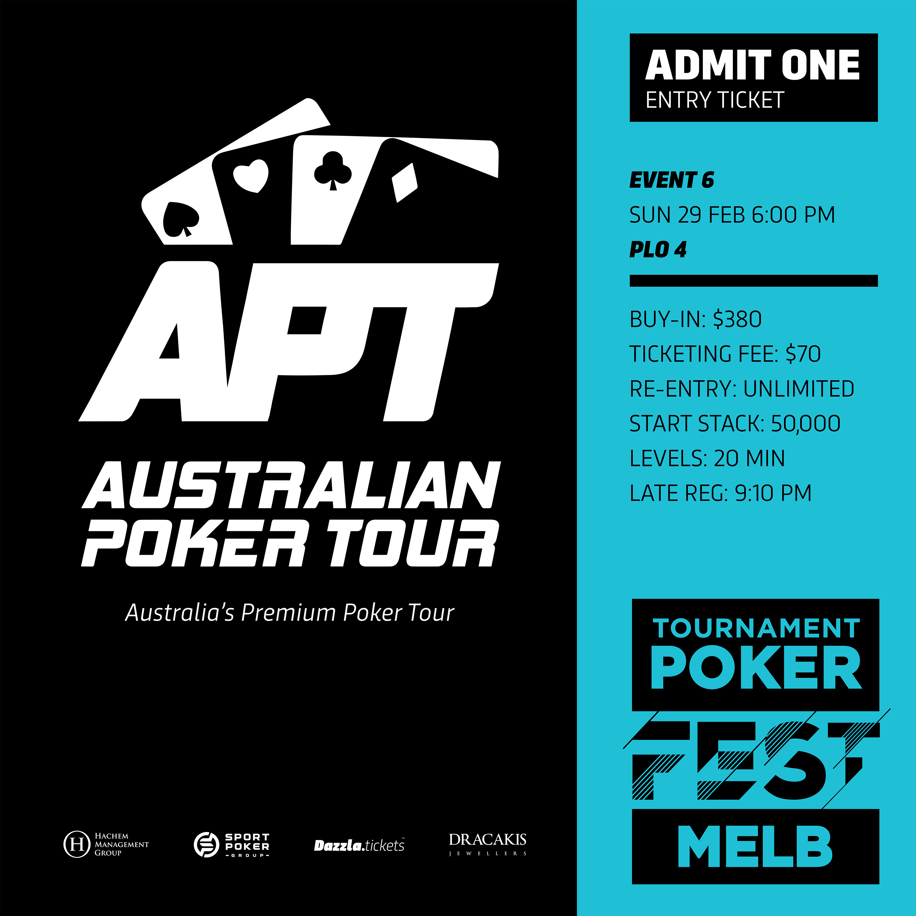 Melbourne - APT Tournament Poker Fest - Entry Tickets